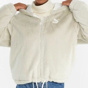 PUMA - Fuzzy Full-Zip Velour Jacket (White) Size Small